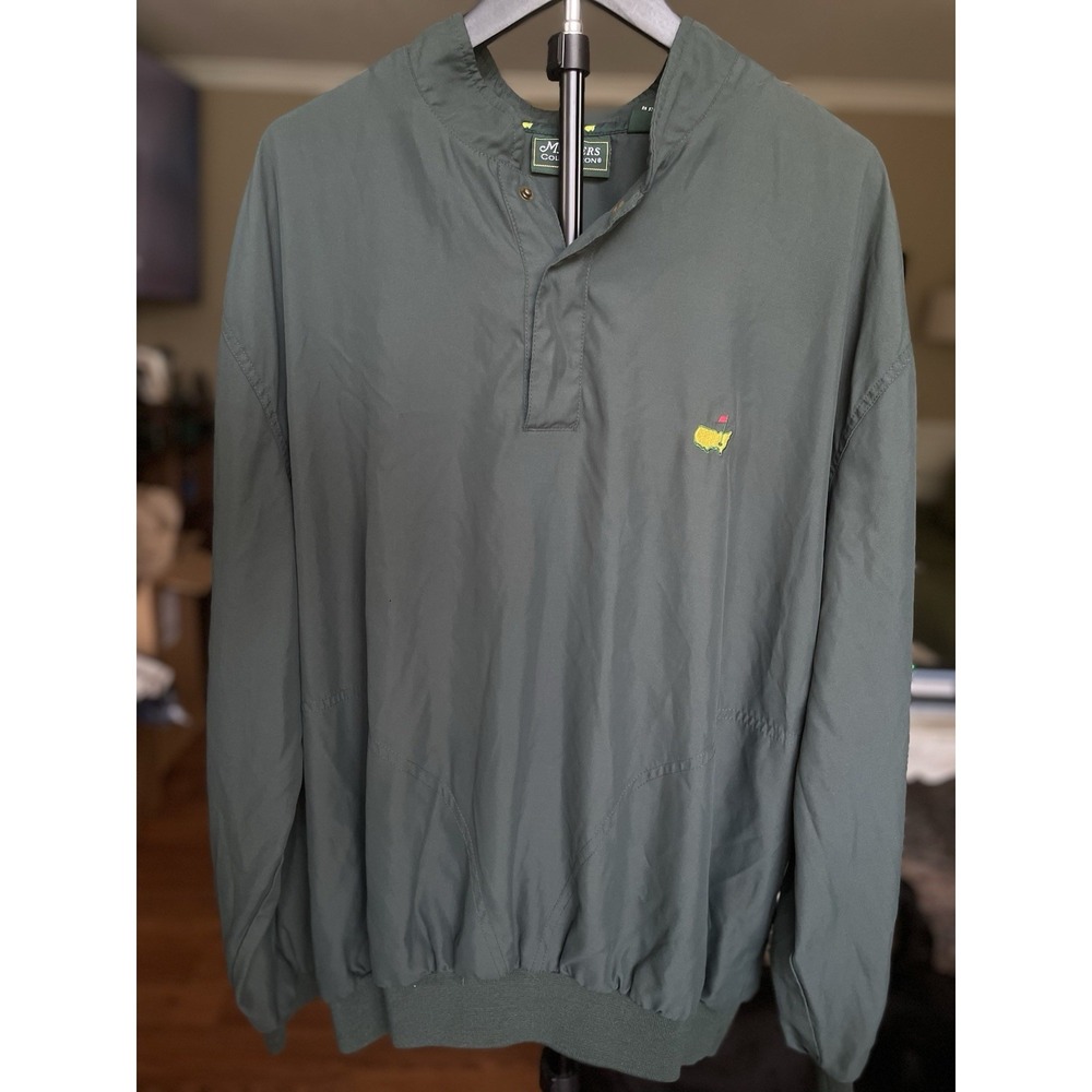 Masters Collection Men's Green XL Windbreaker Pullover with Buttons Golf Jacket